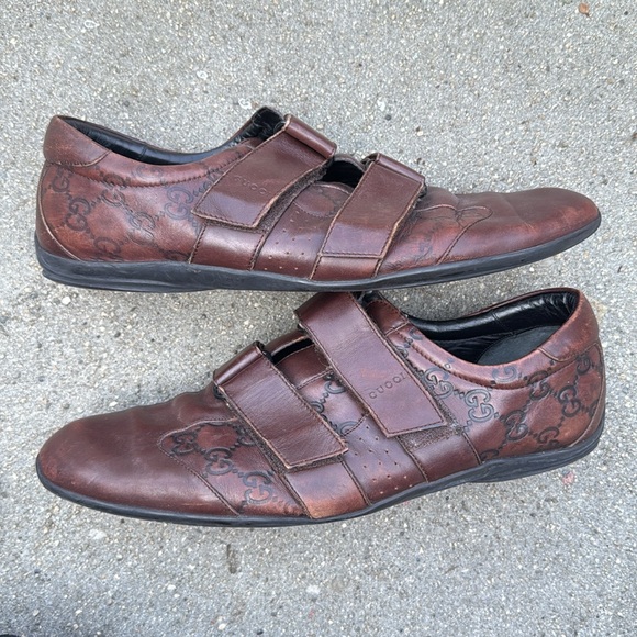 GUCCI GUCCISSIMA GG LEATHER SNEAKER SHOES VELCRO STRAP 091835 MONOGRAM BUCKLE 43 - Picture 16 of 16
